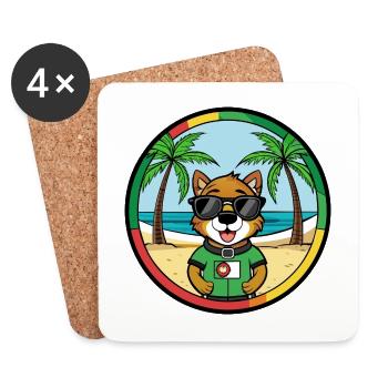 Portuguese Watchdog Breed Cartoon Sunglasses Beach - Coasters (set of 4) - white - Front