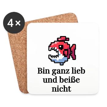 Lustiges - bin ganz lieb und beiße nicht Design - Untersetzer (4er-Set) - Weiß - Vorne