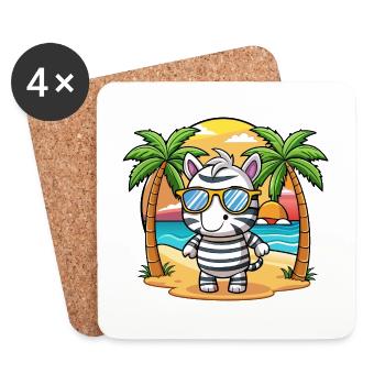 Zebra Lustige Cartoon Sommer Strand Sonnenbrille - Untersetzer (4er-Set) - Weiß - Vorne