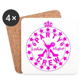 Ladies Night Party Crew Logo - Untersetzer (4er-Set) - Weiß - Vorne
