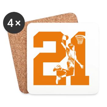 NUMBER 21 BASKETBALL 21ST BIRTHDAY - Coasters (set of 4) - white - Front
