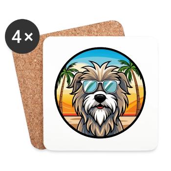 Lunettes de soleil Bergamasco Shepherd Dog Breed Cartoon - Dessous de verre (lot de 4) - blanc - Devant