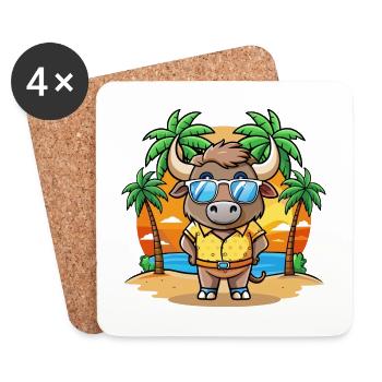 Buffalo Lustige Cartoon Sommer Strand Sonnenbrille - Untersetzer (4er-Set) - Weiß - Vorne