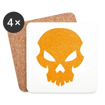 Oranger Totenkopf Silhouette mit Textur - Untersetzer (4er-Set) - Weiß - Vorne