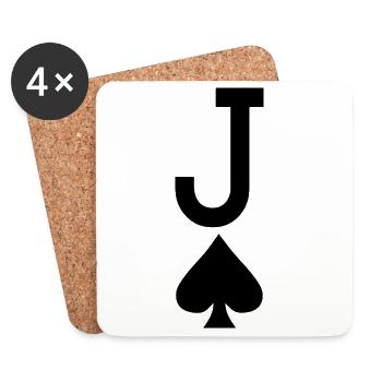 Poker Playing Card - Jack of Spades / Jokers - Coasters (set of 4) - white - Front