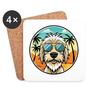 Spinone Italiano Hunderasse Cartoon Sonnenbrille Strand - Untersetzer (4er-Set) - Weiß - Vorne