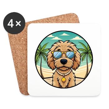 Labradoodle Hunderasse Cartoon Sonnenbrille Strand - Untersetzer (4er-Set) - Weiß - Vorne