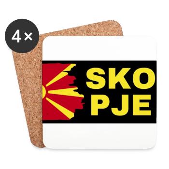 La ville de Skopje avec le drapeau de la Macédoine du Nord - Dessous de verre (lot de 4) - blanc - Devant