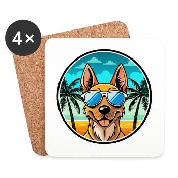 Berger Hollandais Chien Race Dessin Animé Lunettes De Soleil Plage - Dessous de verre (lot de 4) - blanc - Devant
