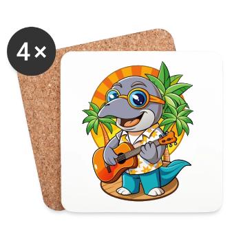 Lustige Delphin Cartoon Sommer Strand Sonnenbrille - Untersetzer (4er-Set) - Weiß - Vorne