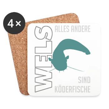 Wels angeln Waller fischen Sportfischen auf Wels - Untersetzer (4er-Set) - Weiß - Vorne