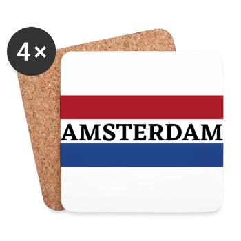 Amsterdam City in Dutch Flag - Coasters (set of 4) - white - Front