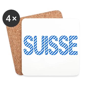 SUISSE. HUMOUR. PAYS. DRAPEAU - Dessous de verre (lot de 4) - blanc - Devant