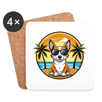 Miniatur Foxterrier Hunderasse Cartoon Sonnenbrille - Untersetzer (4er-Set) - Weiß - Vorne