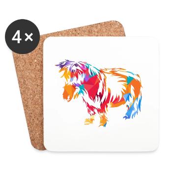 Munteres Shetlandpony Reitbegleiter - Untersetzer (4er-Set) - Weiß - Vorne
