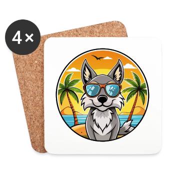 Tschechoslowakischer Wolfshund Rasse Cartoon Sonnenbrille Strand - Untersetzer (4er-Set) - Weiß - Vorne
