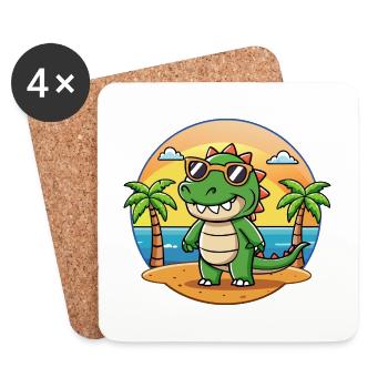 Krokodil Lustige Cartoon Sommer Strand Sonnenbrille - Untersetzer (4er-Set) - Weiß - Vorne