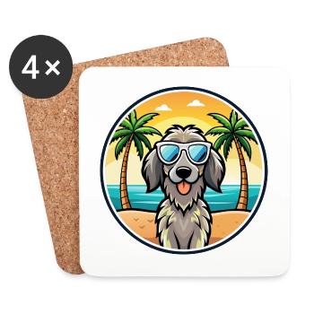Deutsch Langhaar Vorstehhund Rasse Cartoon Strand - Untersetzer (4er-Set) - Weiß - Vorne