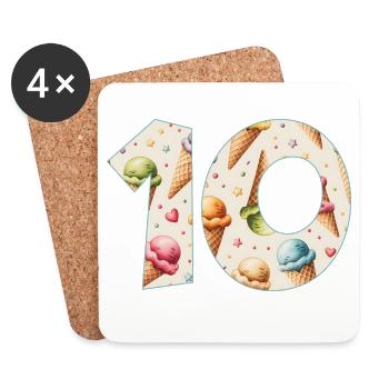 EISCREME NUMMER 10 JAHRE EIS 10. GEBURTSTAG - Untersetzer (4er-Set) - Weiß - Vorne
