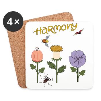 Harmony Flowers - Coasters (set of 4) - white - Front