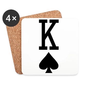 Poker Playing Card - King of Spades - Coasters (set of 4) - white - Front