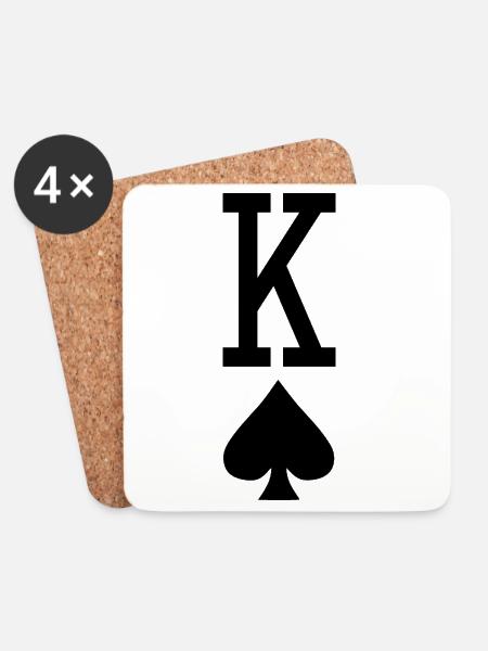 Poker Spielkarte - Pik König - Untersetzer (4er-Set) - Weiß