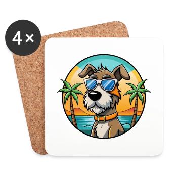 Istrischer Drahthaarhund Hunderasse Cartoon Beach - Untersetzer (4er-Set) - Weiß - Vorne