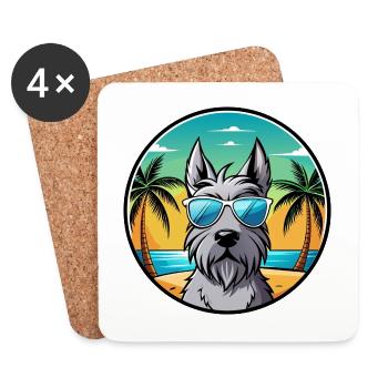 Scottish Terrier Hunderasse Cartoon Sonnenbrille Strand - Untersetzer (4er-Set) - Weiß - Vorne
