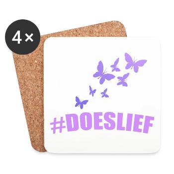 doeslief butterflies fly in the purple light - Coasters (set of 4) - white - Front