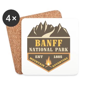 Banff Canada Park Moose Moose Backcountry Camping - Dessous de verre (lot de 4) - blanc - Devant