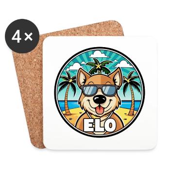 Längerer Spitzname Hund Rasse Cartoon Sonnenbrille Strand - Untersetzer (4er-Set) - Weiß - Vorne