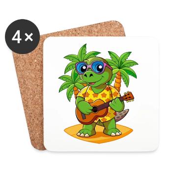 Funny Turtle Cartoon Summer Beach Sunglasses - Coasters (set of 4) - white - Front