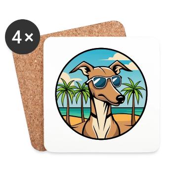 Rampur Greyhound Chien Race Dessin Animé Lunettes De Soleil Plage - Dessous de verre (lot de 4) - blanc - Devant