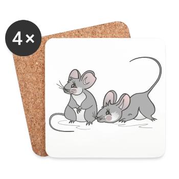 Mouse mouse children women birthday - Coasters (set of 4) - white - Front