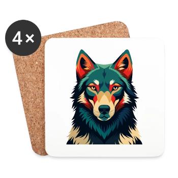 Wolf Cartoon Figur Buntes Haustier Tier - Untersetzer (4er-Set) - Weiß - Vorne