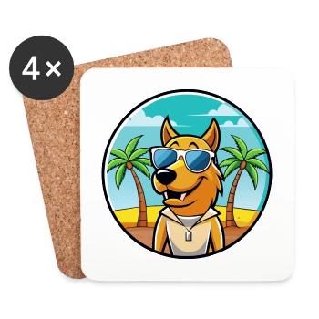 Smaland Hound Hund Rasse Cartoon Sonnenbrille Strand - Untersetzer (4er-Set) - Weiß - Vorne