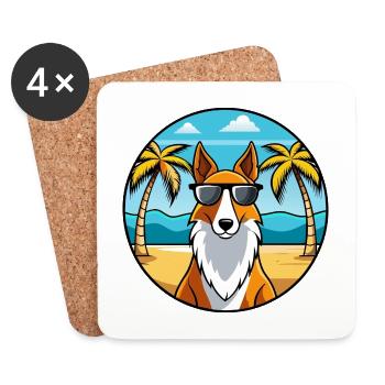 Smooth Collie Hunderasse Cartoon Sonnenbrille Strand - Untersetzer (4er-Set) - Weiß - Vorne
