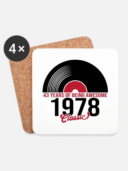 Klassische Vinylmusik 1978, 43 Jahre alt - Untersetzer (4er-Set) - Weiß
