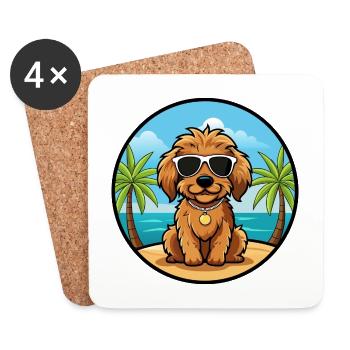 Cockapoo Hunderasse Cartoon Sonnenbrille Strand - Untersetzer (4er-Set) - Weiß - Vorne