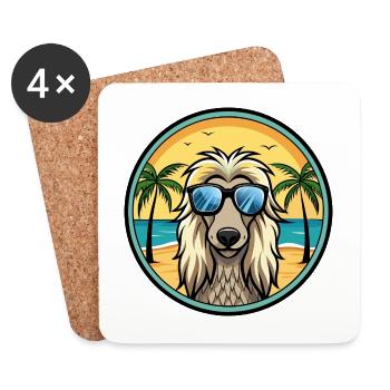 Afghanischer Windhund Hunderasse Cartoon Sonnenbrille Strand - Untersetzer (4er-Set) - Weiß - Vorne