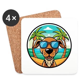 Hannover Laufhund Hunderasse Cartoon Sonnenbrille Strand - Untersetzer (4er-Set) - Weiß - Vorne