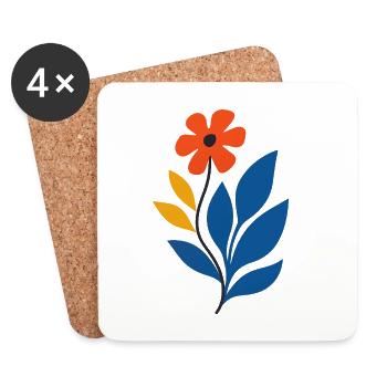 Florale Power – kräftig & kreativ - Untersetzer (4er-Set) - Weiß - Vorne