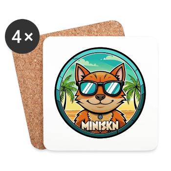 Minskin Katzenrasse Cartoon Sonnenbrille Strand - Untersetzer (4er-Set) - Weiß - Vorne