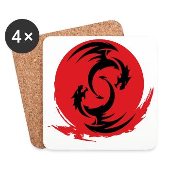 Red Dragon Circle - Coasters (set of 4) - white - Front