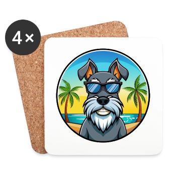 Standard Schnauzer Hunderasse Cartoon Sonnenbrille - Untersetzer (4er-Set) - Weiß - Vorne