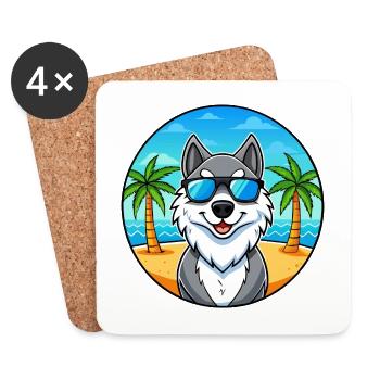 Seppala Sibirische Schlittenhunderasse Cartoon Sonnenbrille - Untersetzer (4er-Set) - Weiß - Vorne