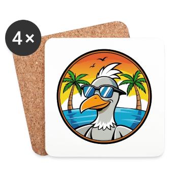 Gans Lustige Cartoon Sommer Strand Sonnenbrille Cool - Untersetzer (4er-Set) - Weiß - Vorne