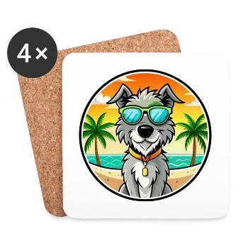Irischer Wolfshund Hunderasse Cartoon Sonnenbrille Strand - Untersetzer (4er-Set) - Weiß - Vorne
