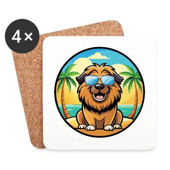 Leonberger Chien Race Dessin Animé Lunettes de Soleil Plage - Dessous de verre (lot de 4) - blanc - Devant