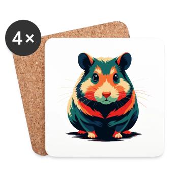 Hamster Cartoon Figur Buntes Haustier Tier - Untersetzer (4er-Set) - Weiß - Vorne